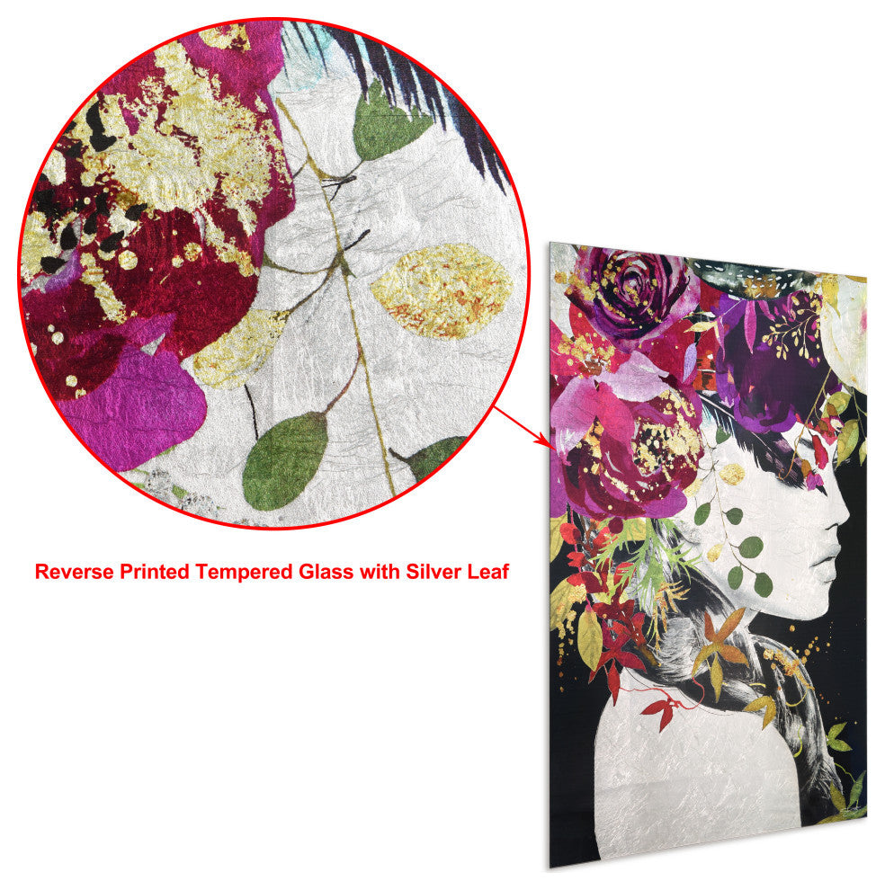 "Purple Rain" Reverse Printed Tempered Glass With Silver Leaf