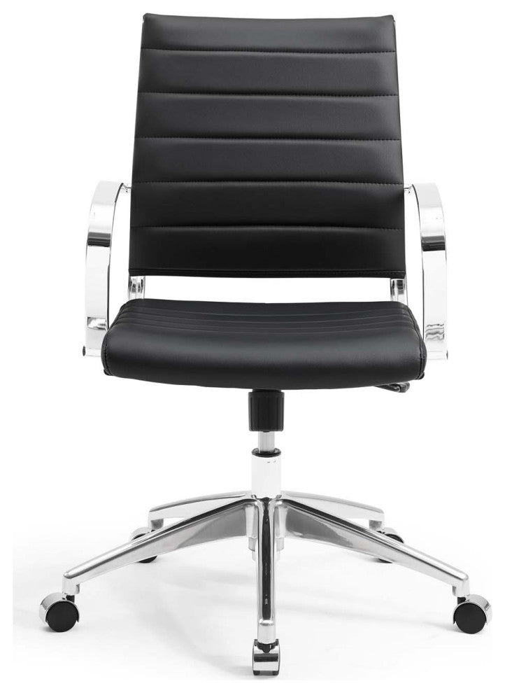 Computer Work Desk Chair, Faux Leather, Black, Modern, Home Business Office