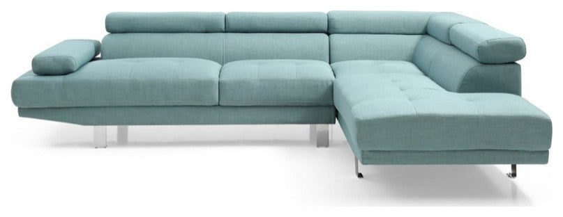 Glory Furniture Riveredge Twill Fabric Sectional in Teal
