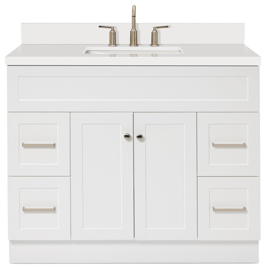Ariel Hamlet 43" Rectangle Sink Bath Vanity, 1.5" White Quartz