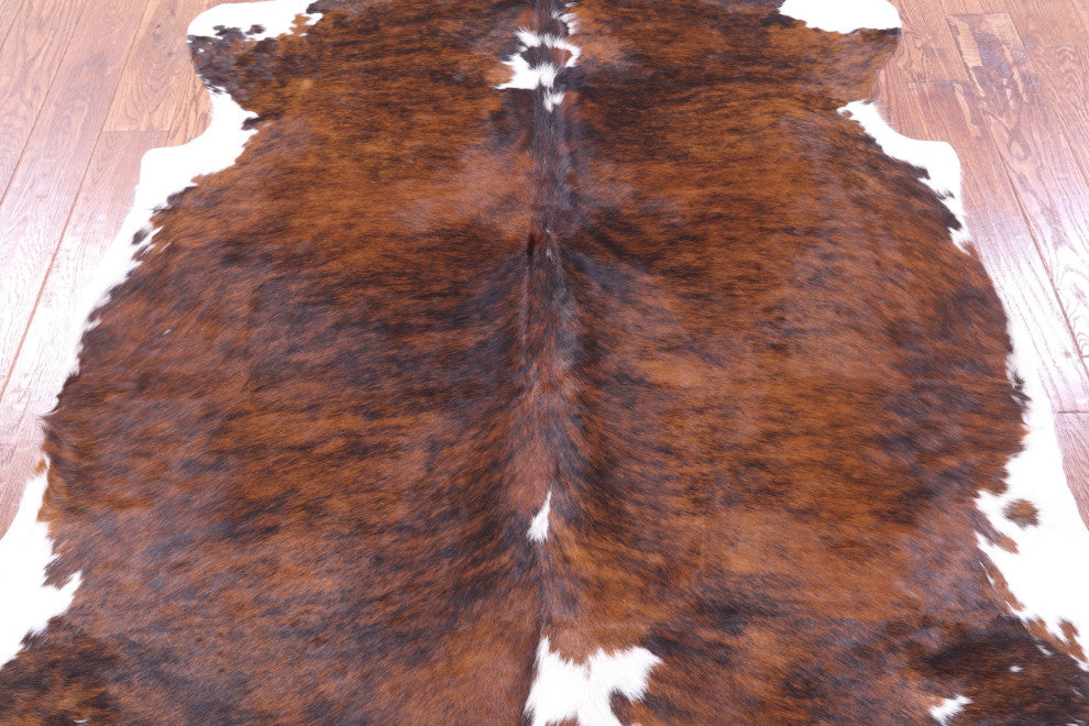 6' 7" X 6' 2" Brindle Natural Cowhide Rug C2192