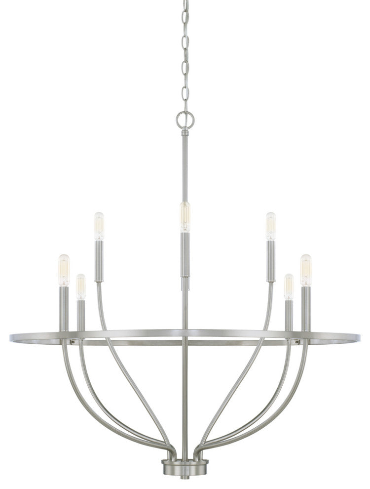 Capital Lighting 428581 Greyson 8 Light 34"W Taper Candle - Brushed Nickel