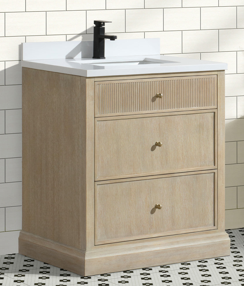 Redondo Bathroom Vanity, Ash Oak, 30", Single Sink, Freestanding