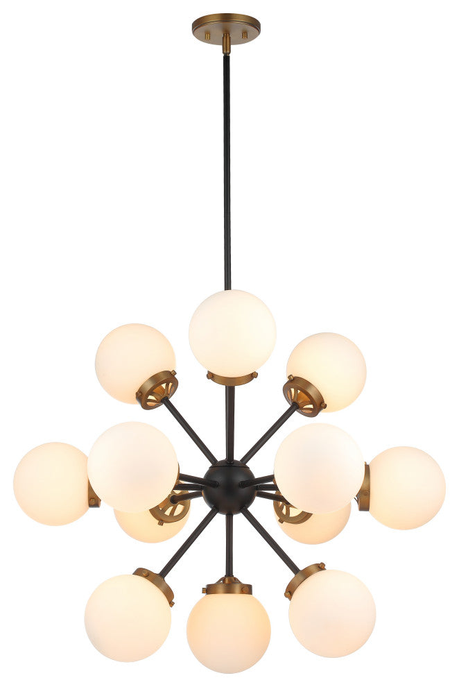 13 - Light Sputnik Chandelier in Black and Brass - Mid-Century Modern