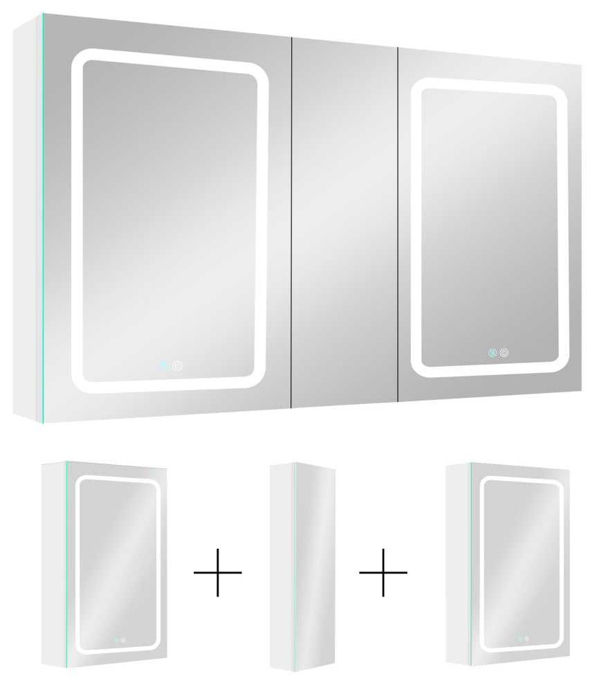 50 in.W x 30 in. H Aluminum Surface Mounted Medicine Cabinet with Mirrors