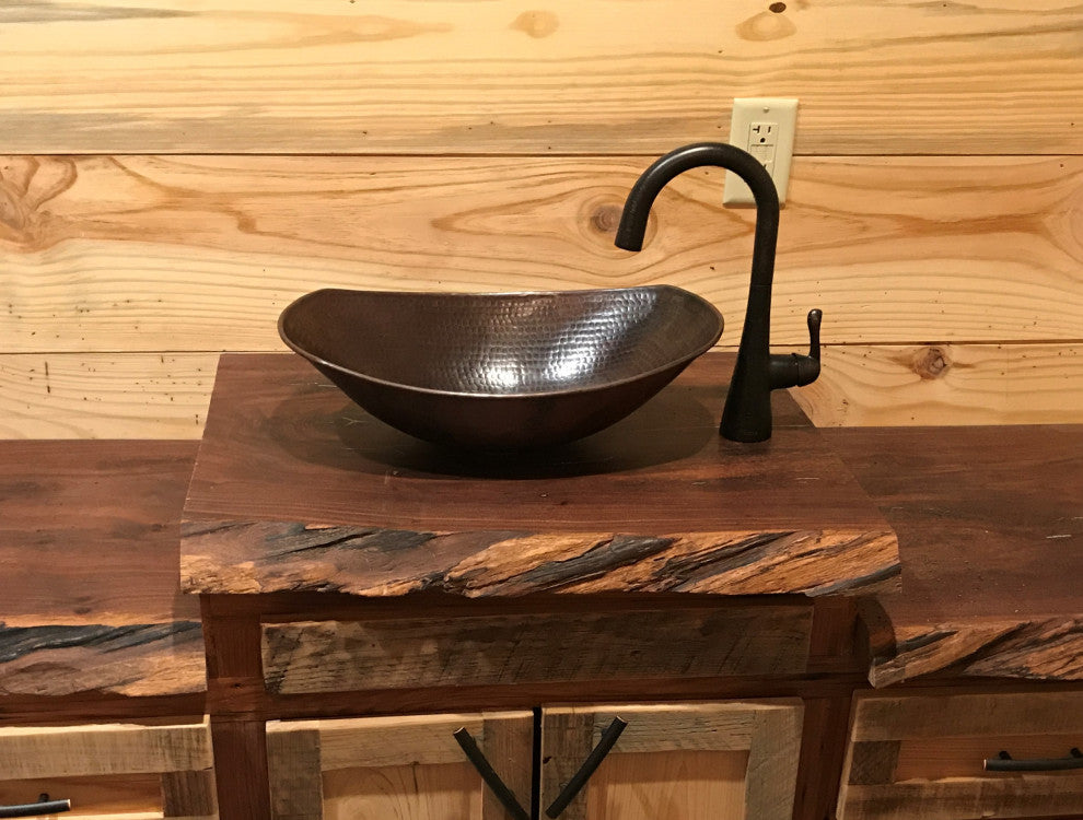 17" Oval Roman Vessel Copper Bath- Drain Options Available Lift & Tur
