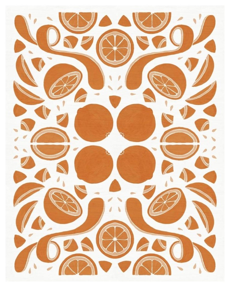 "Retro Orange Otomi Monotone" Digital Paper Print by Elyse DeNeige, 22"x26"