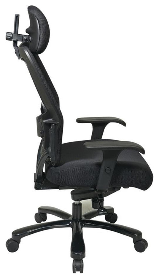 Professional Air Grid Back and Black Mesh Fabric Seat with Steel Finish Base