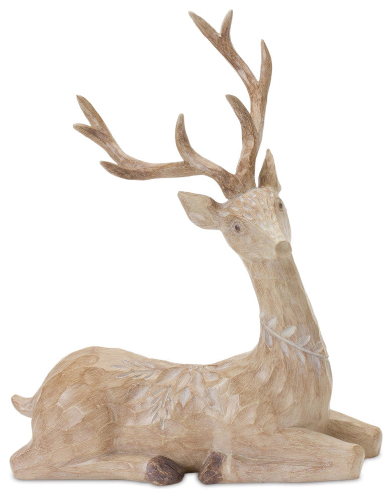 Carved Deer Figurine, 2-Piece Set