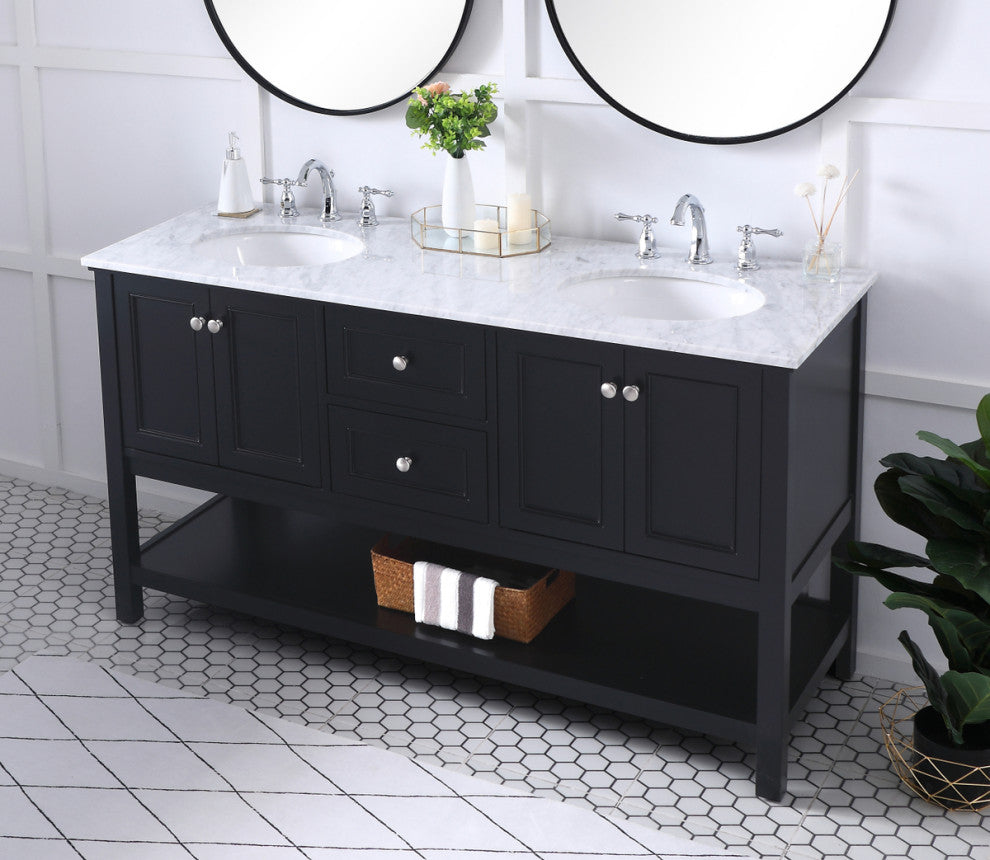 Home Living 60" Double Sink Bathroom Vanity Set, Black