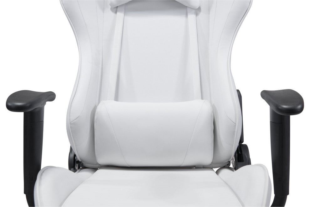 Computer Work Gaming Chair, Faux Vinyl Leather, White, Black, Home Office