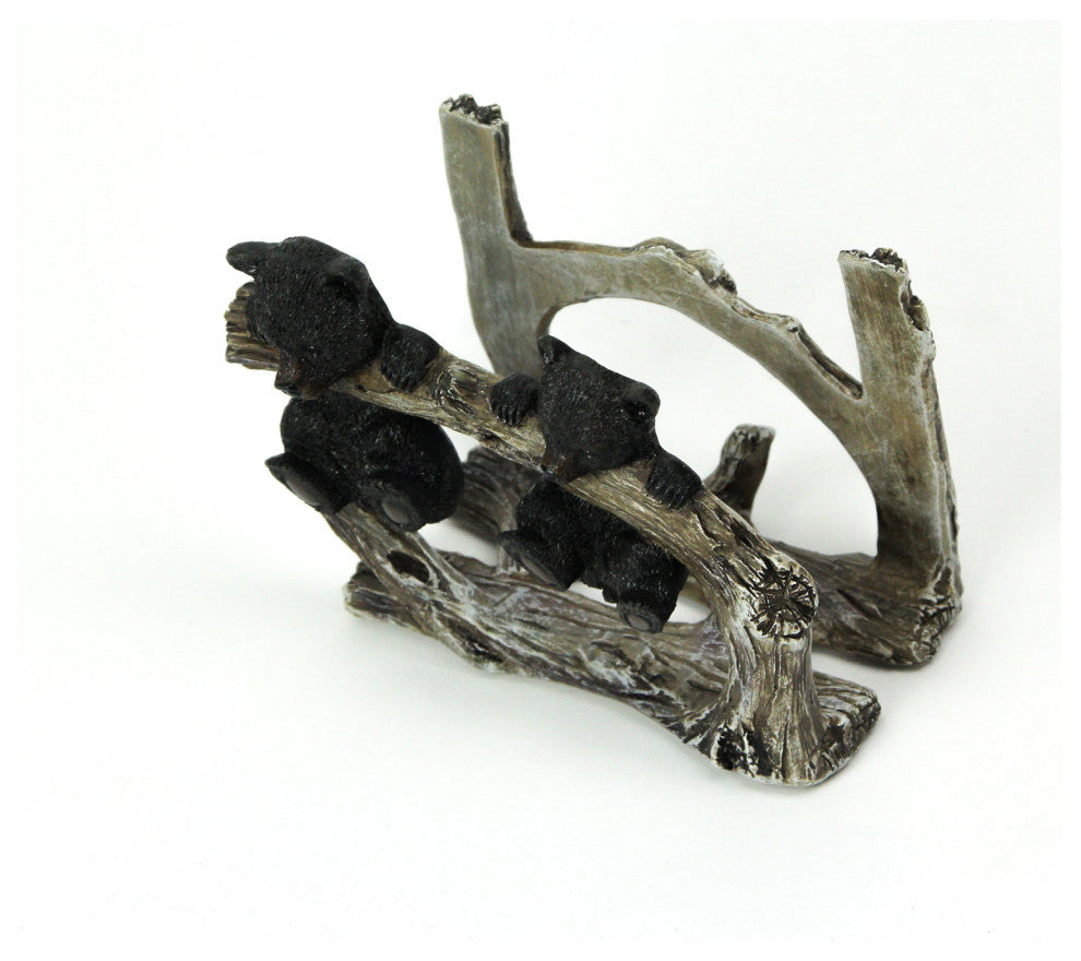 Lodge Design Black Bears on Trees Cast Polyresin Napkin Holder