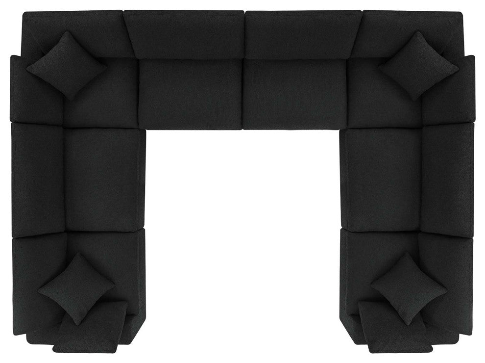 Commix Down Filled Overstuffed Boucle Fabric 8-Piece Sectional Sofa, Black