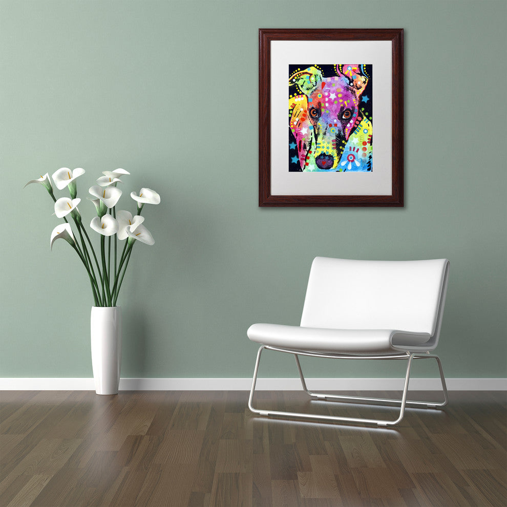 Dean Russo 'Whippet' Art, Wood Frame, White Matte, 20"x16"