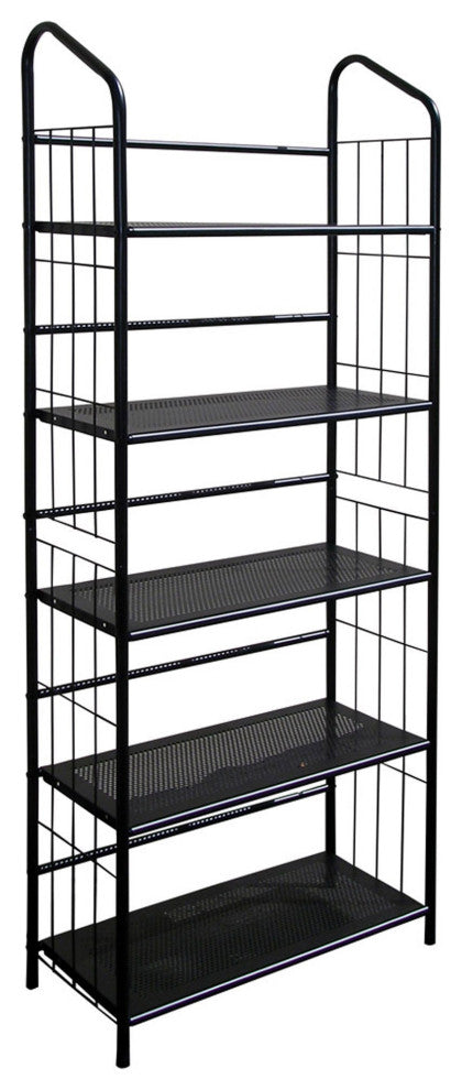 Black Five Shelf Metal Standing Book Shelf