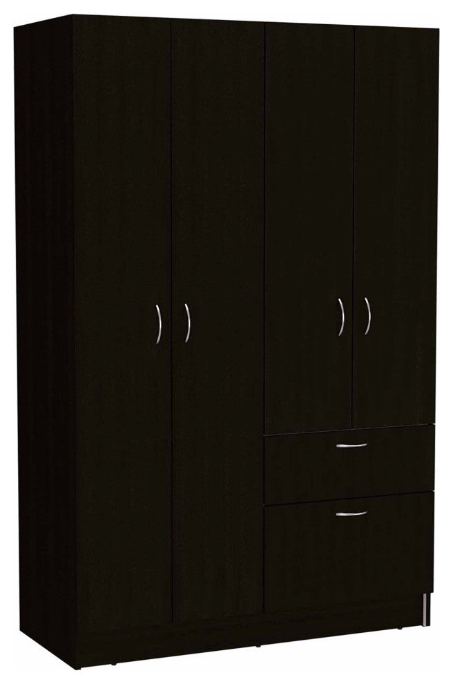 Habana Armoire with 2 Cabinets, Drawer, and Upturned Drawer, Black