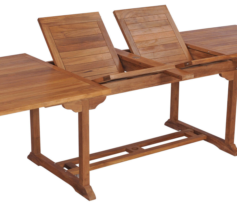 Teak Wood Orleans Oval Double Extension Outdoor Patio Dining Table