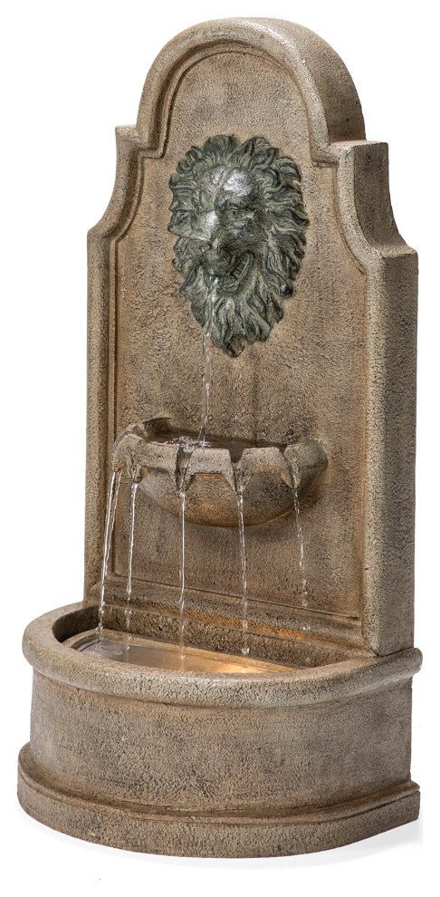 Faux Granite Lion Head Polyresin Fountain