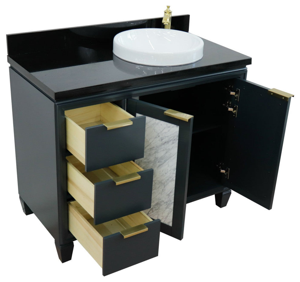 43" Single Vanity, Dark Gray Finish With Black Galaxy