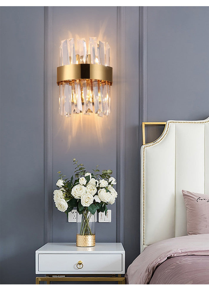 LED Crystal Wall Fixture for bedside., Chrome