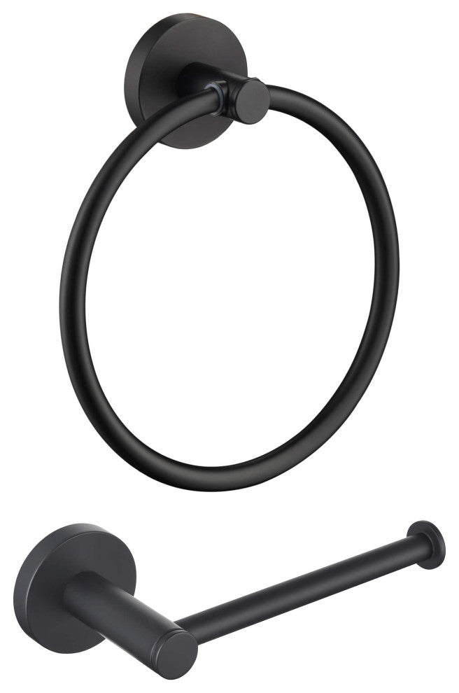 Circular 2-Piece Bathroom Hardware Set, Matte Black