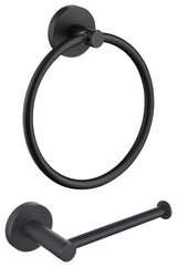 Circular 2-Piece Bathroom Hardware Set, Matte Black