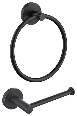 Circular 2-Piece Bathroom Hardware Set, Matte Black