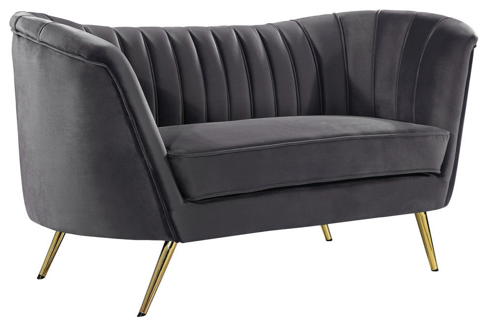 Margo Velvet Upholstered Set, Gray, Loveseat