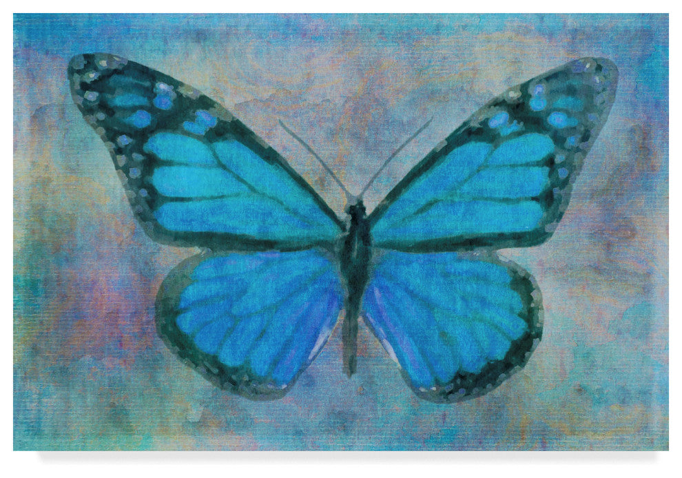 "Blue Butterfly Watercolor" by Cora Niele, Canvas Art, 22"x32"