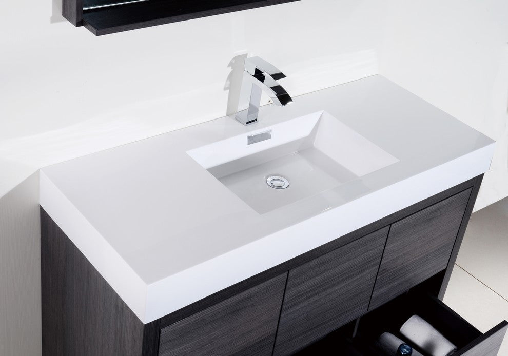 Bliss 48" Single Bathroom Vanity in Gray Oak