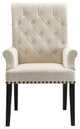 Benzara BM168130 Diamond Tufted Upholstered Dining Chair, Cream & Smokey Black
