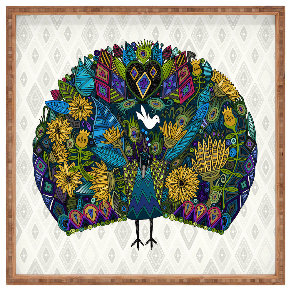 Deny Designs Sharon Turner Peacock Garden Square Tray