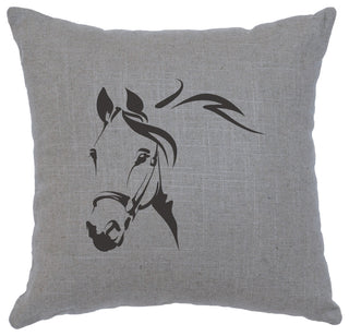 Image Pillow 16x16 Horse Profile Linen Gray
