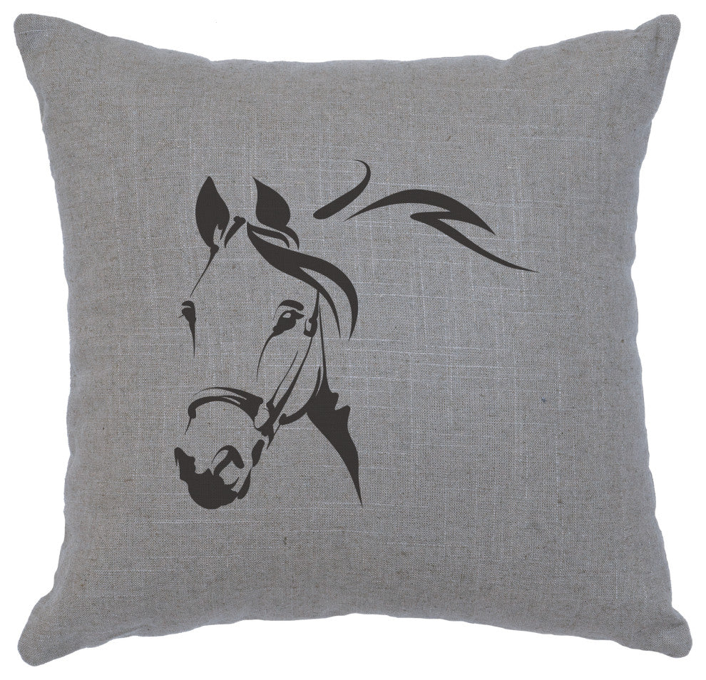 Image Pillow 16x16 Horse Profile Linen Gray