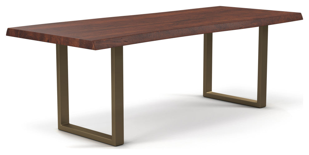 Brooks Dining Table, Americano, Brass, 40"x92", U-Base