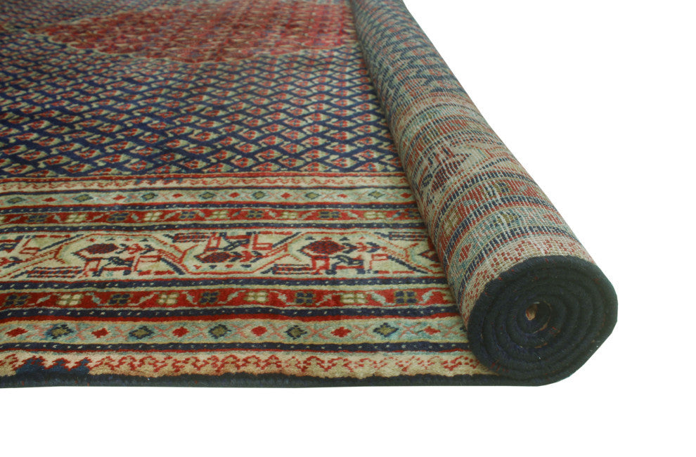 Fine Vintage Distressed Rachael Navy/Beige Rug, 7'2x10'0