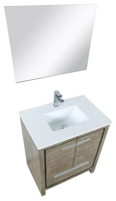 Lafarre Contemporary 30" Rustic Acacia Bathroom Vanity Set, Monte Chrome Faucet