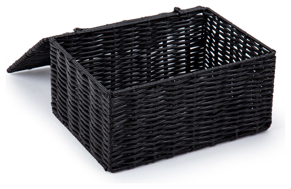 3-Piece Classic Home Storage Boxes, Set of 3, 10.25x8.5x5.5 inches, Black