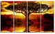 Lonely Tree in African Sunset, African Landscape Canvas Art, 48"x28", 4 Panels
