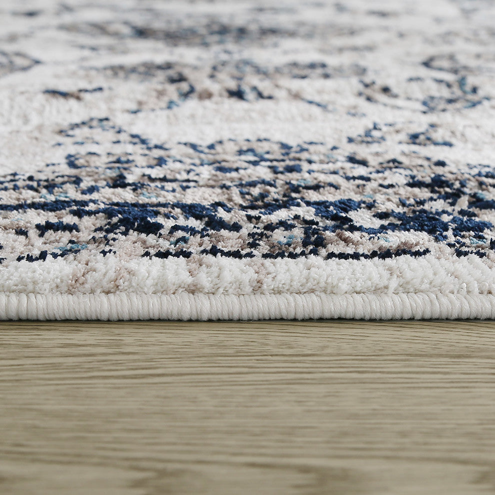 LNC Indoor Vintage Distressed Polyester Mat Area Rug for Living Room, 8' X 10'