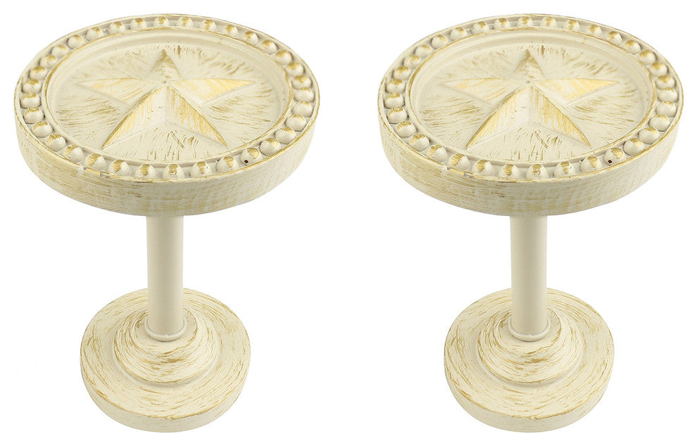 Urbanest Star Drapery Medallion, Gilded French White, Set of 2