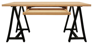 Paolini Solid Wood Executive Desk in Ivory Finish with Keyboard Drawer