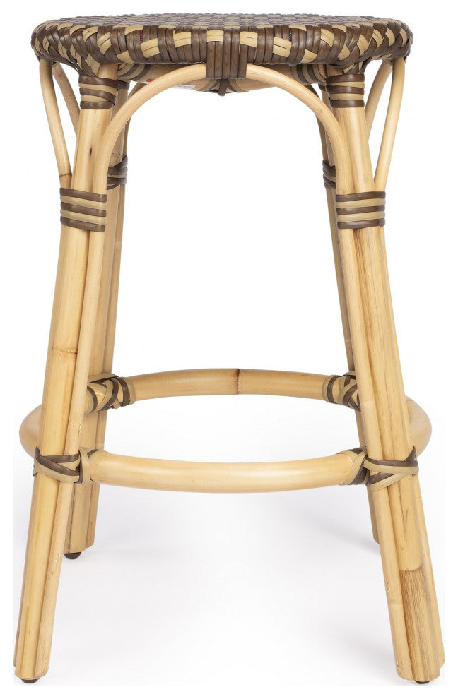 Light and Dark Brown Rattan Counter Stool