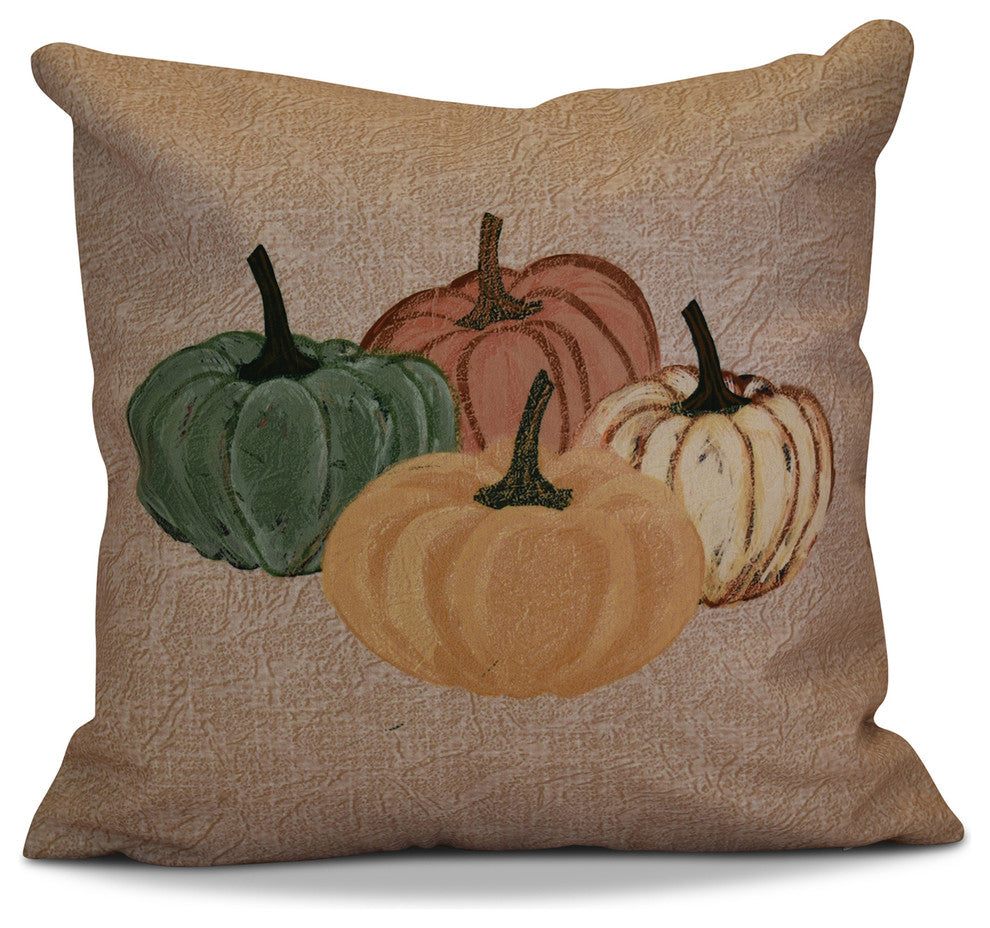 Paper Mache Pumpkins Geometric Print Pillow, Taupe, 16"x16"