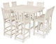 POLYWOOD Traditional Garden 9-Piece Nautical Trestle Bar Set, Sand