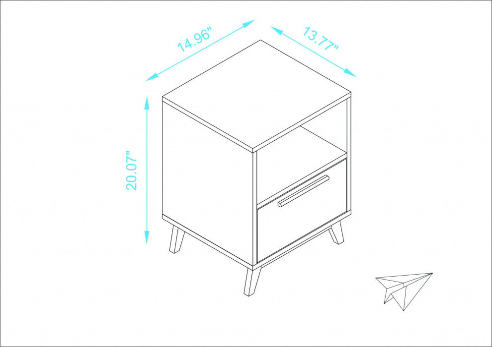 Modern White and Natural Flair Night Stand