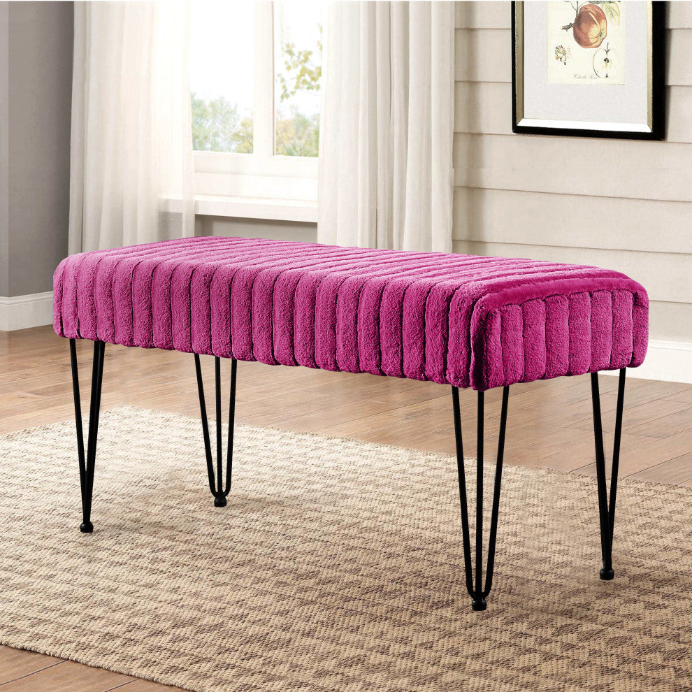 Serenta Super Mink Ottoman, Fuchsia Rose, 46''x16''x22''