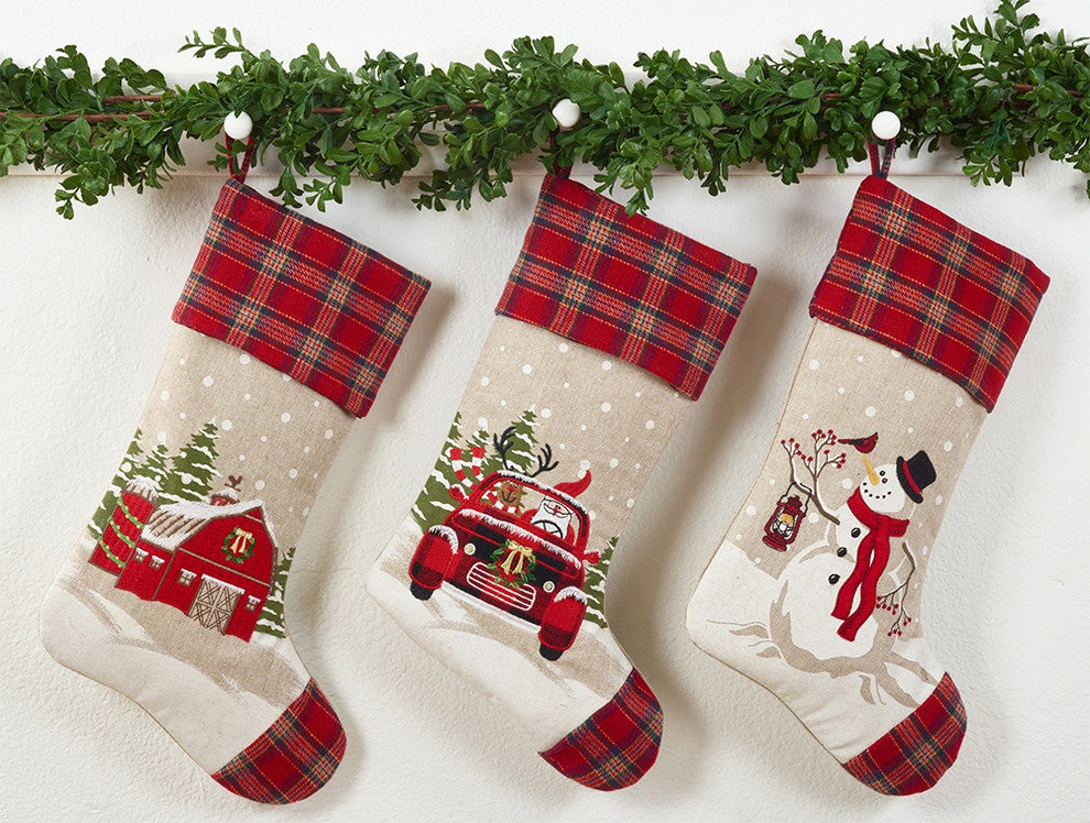 Classic Holiday Decor Christmas Stocking Holder, 16"x20", Red Barn