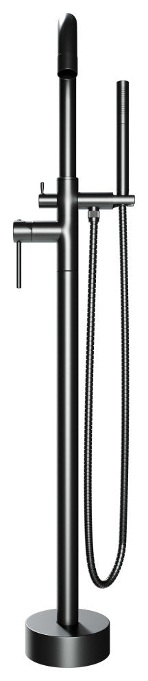 CastelloUSA Neptune Freestanding Tub Filler Faucet, Matte Black, Standard Handle