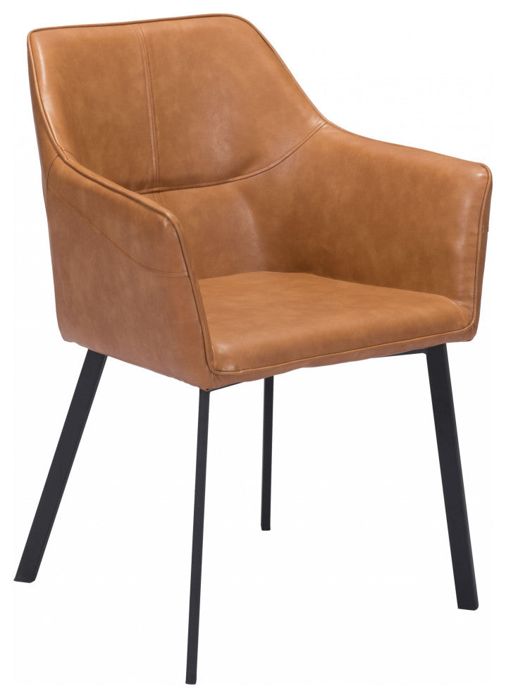 Set of Two Vintage Look Faux Leather Terra Cotta Brown Armchairs